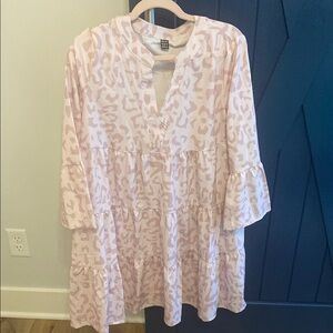 Pink Animal Print Tiered Dress